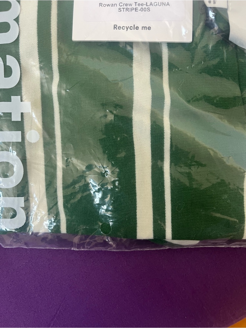 Reformation Rowan Crew Tee Laguna Stripe Green & Sz: Small Orig: $48 - Picture 6 of 6
